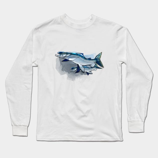 Salmon Salar Long Sleeve T-Shirt by MikaelJenei